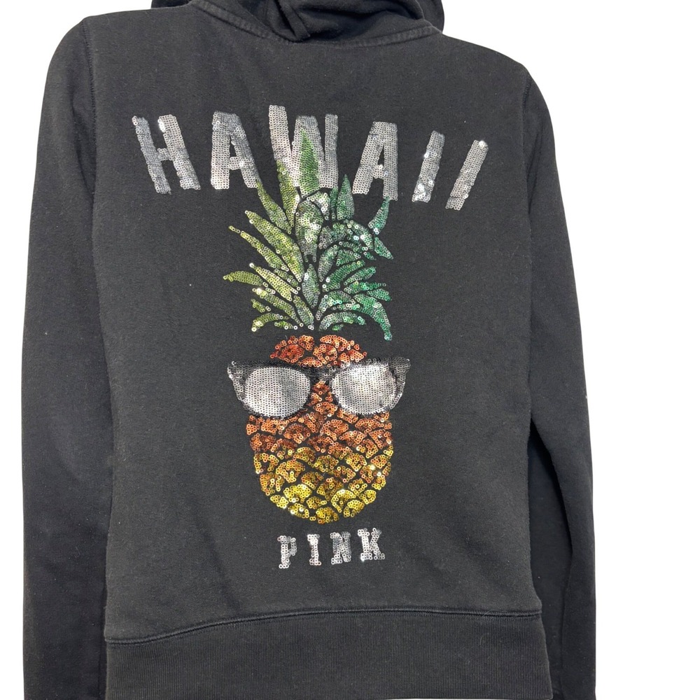 Victorias Secret Pink Sequin Hawaii Zip Jacket Sz XS Pineapple 2014 Tropical
